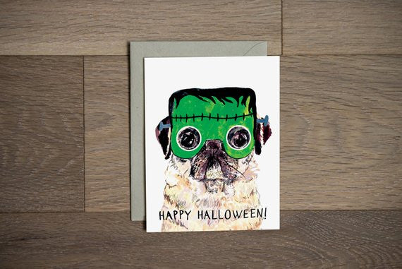 Happy Halloween Card + Pug by Stationery Bakery