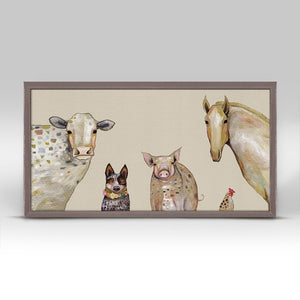 Cattle Dog and Crew Mini Framed Canvas Print by Eli Halpin