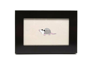 “Possum” Print by Elisa Wikey. Framed paper print.
AHHHHHHHHHHHHHHHHHHHHHHHHHH. Scream into the garbage abyss with your new marsupial pal.