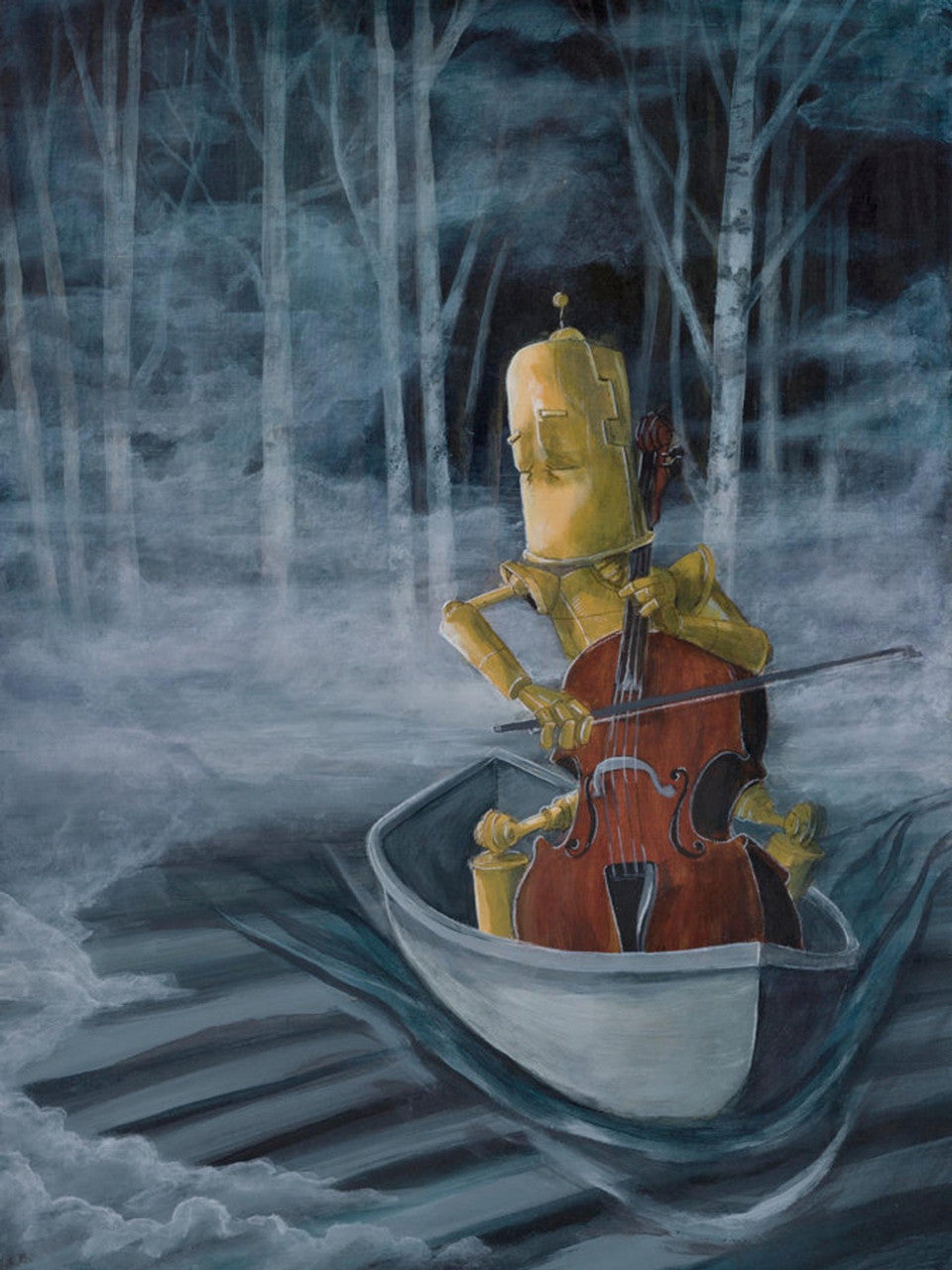 Cello Bot -Robots in Rowboats by Lauren Briere + Paper Print