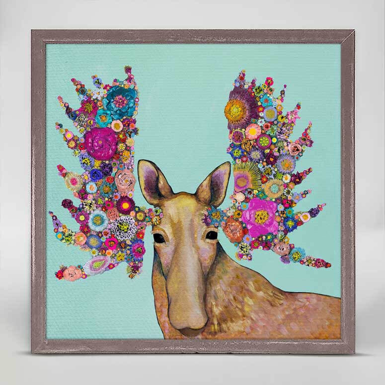 Blooming Moose  Mini Framed Canvas Print by Eli Halpin