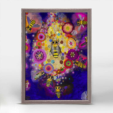 Honeycomb Close Up on Amethyst  Mini Framed Canvas Print by Eli Halpin