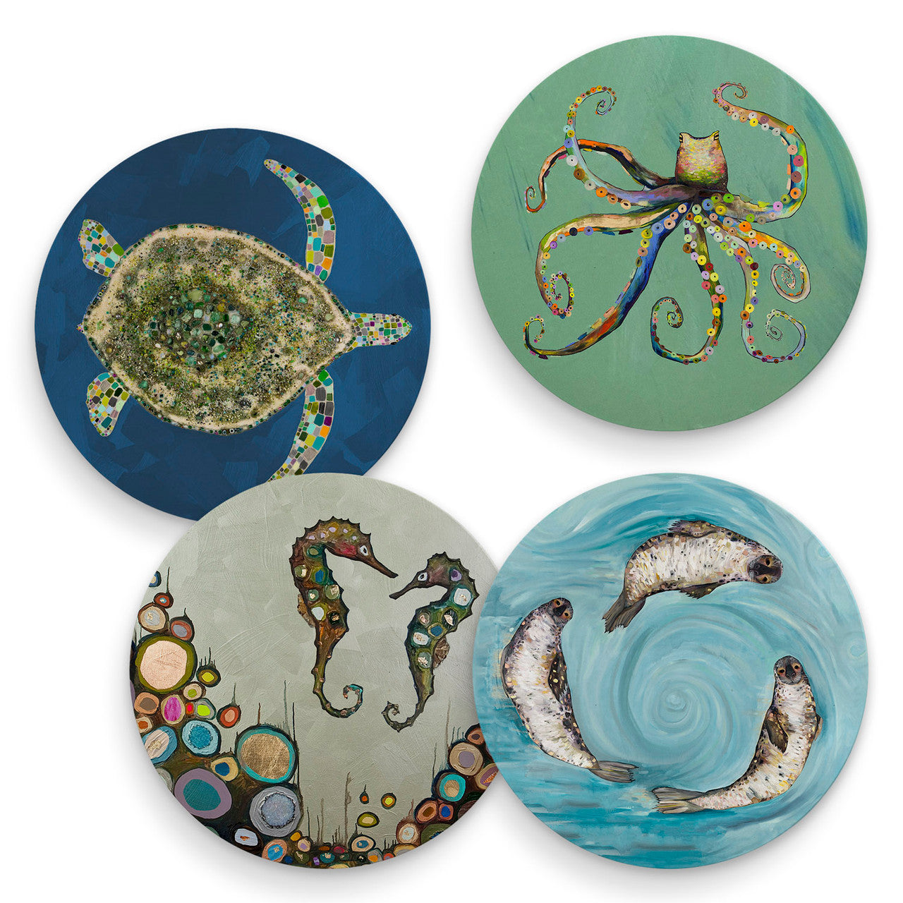 Colorful Ceramic Coasters - Set of 4  by Eli Halpin