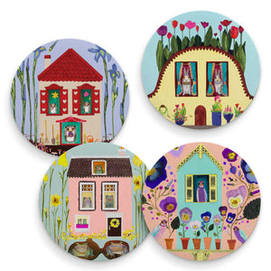 Colorful Ceramic Coasters - Set of 4  by Eli Halpin