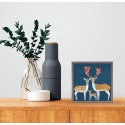 Fallow Deer Family Mini Framed Canvas in Blue by Eli Halpin