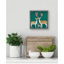 Fallow Deer Family Mini Framed Canvas in Green by Eli Halpin