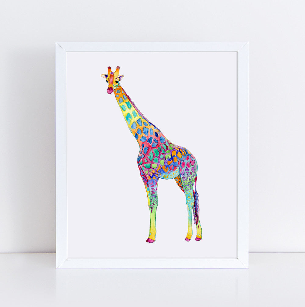 Colorful Giraffe Print by Emily Mercedes + 11" x 14"