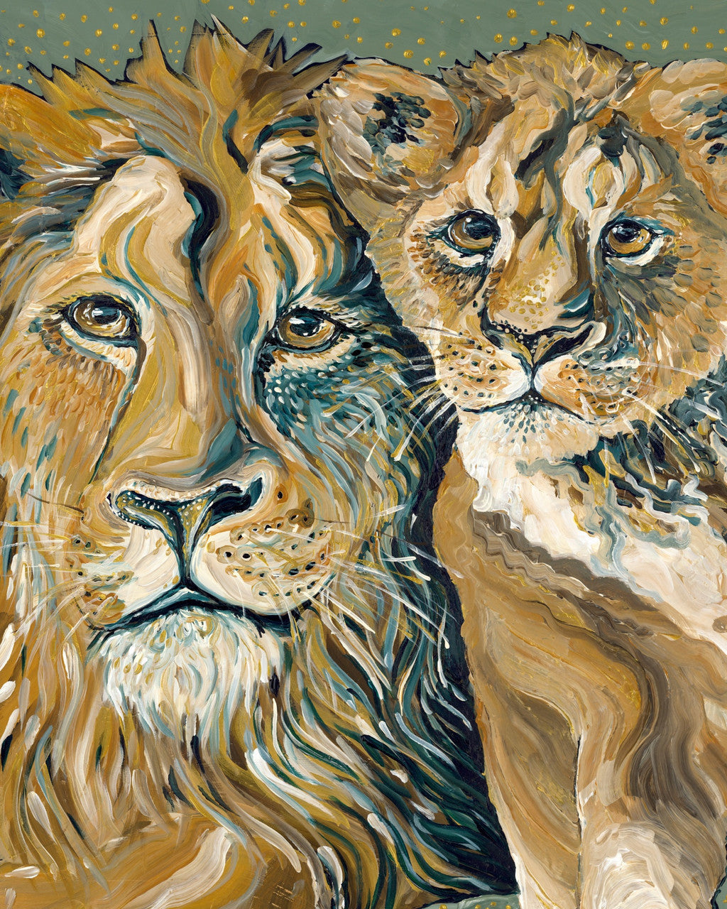 Lion and Cub Print by Kate Fitzpatrick