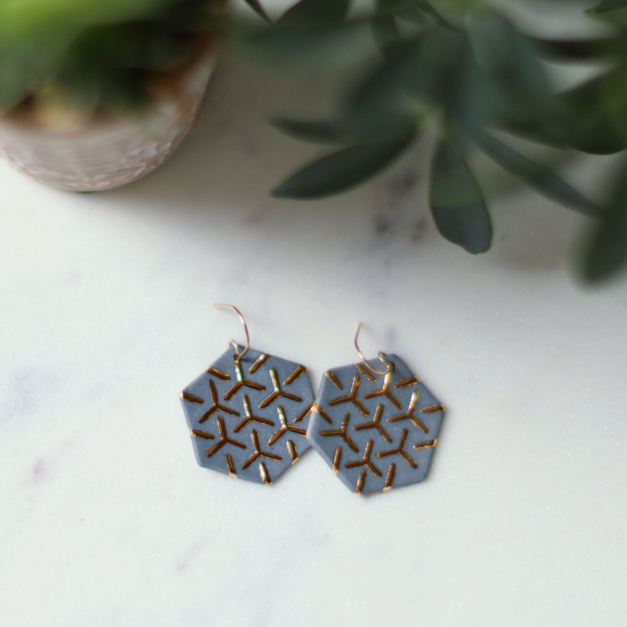 Grey Hexagon Earrings - Barcelona Inspirada by Remnant Studios