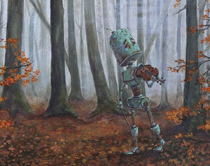 Why robots?!
"A series of oil paintings about sweet n' sad robots who experience the world in a way we take for granted" -Lauren Briere.