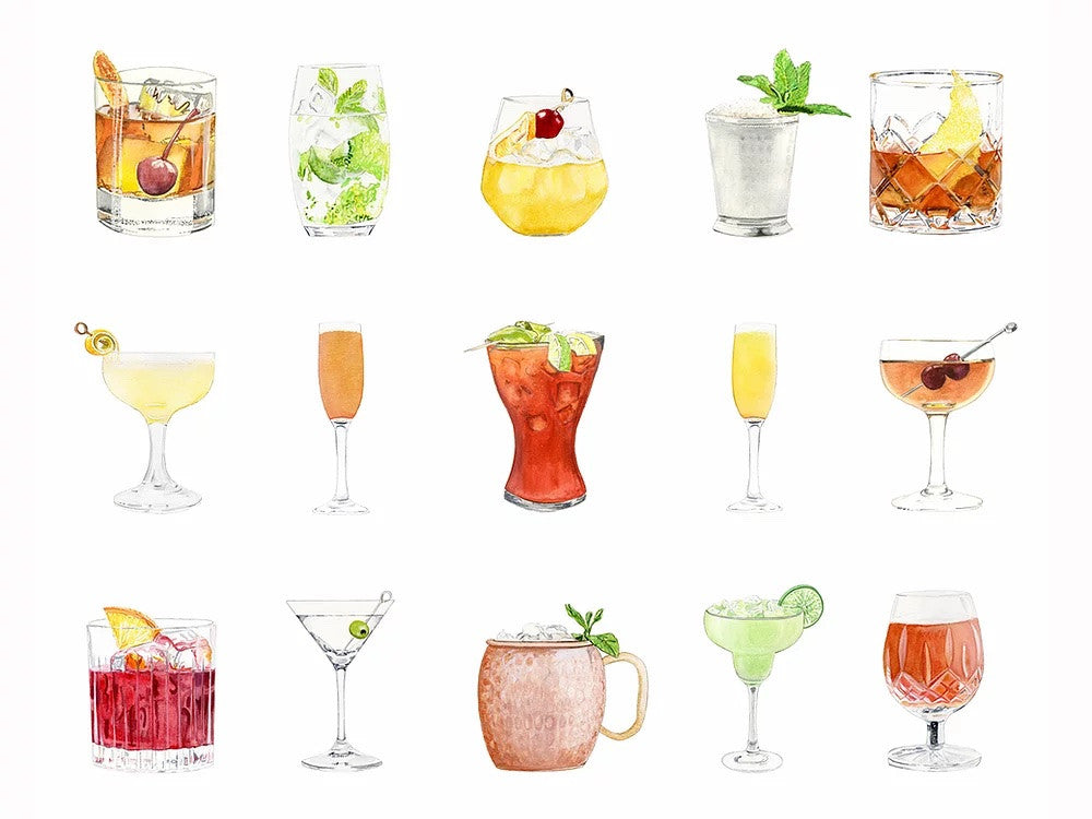 Cocktail Collection Print by Emily Mercedes