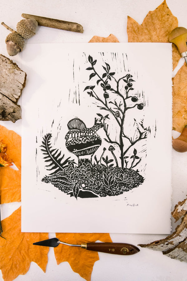 Blueberries for Snail Linocut Prints by Alex Quirk - 11