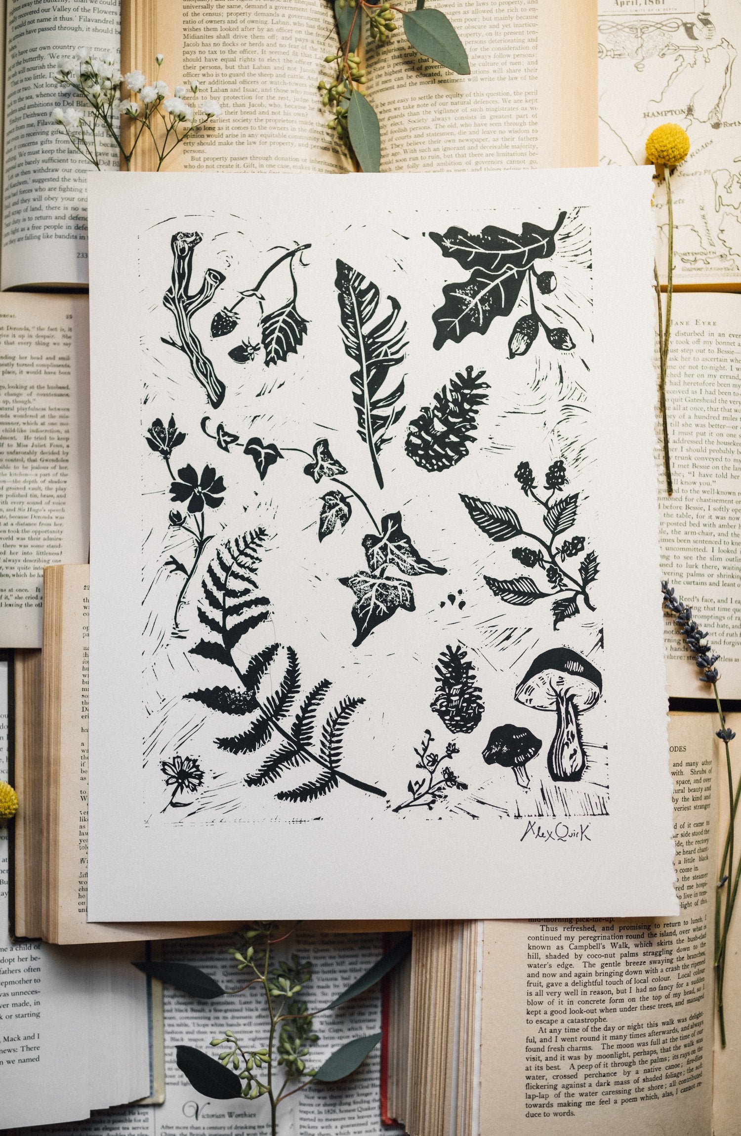 Forest Treasures Linocut Prints by Alex Quirk - 11