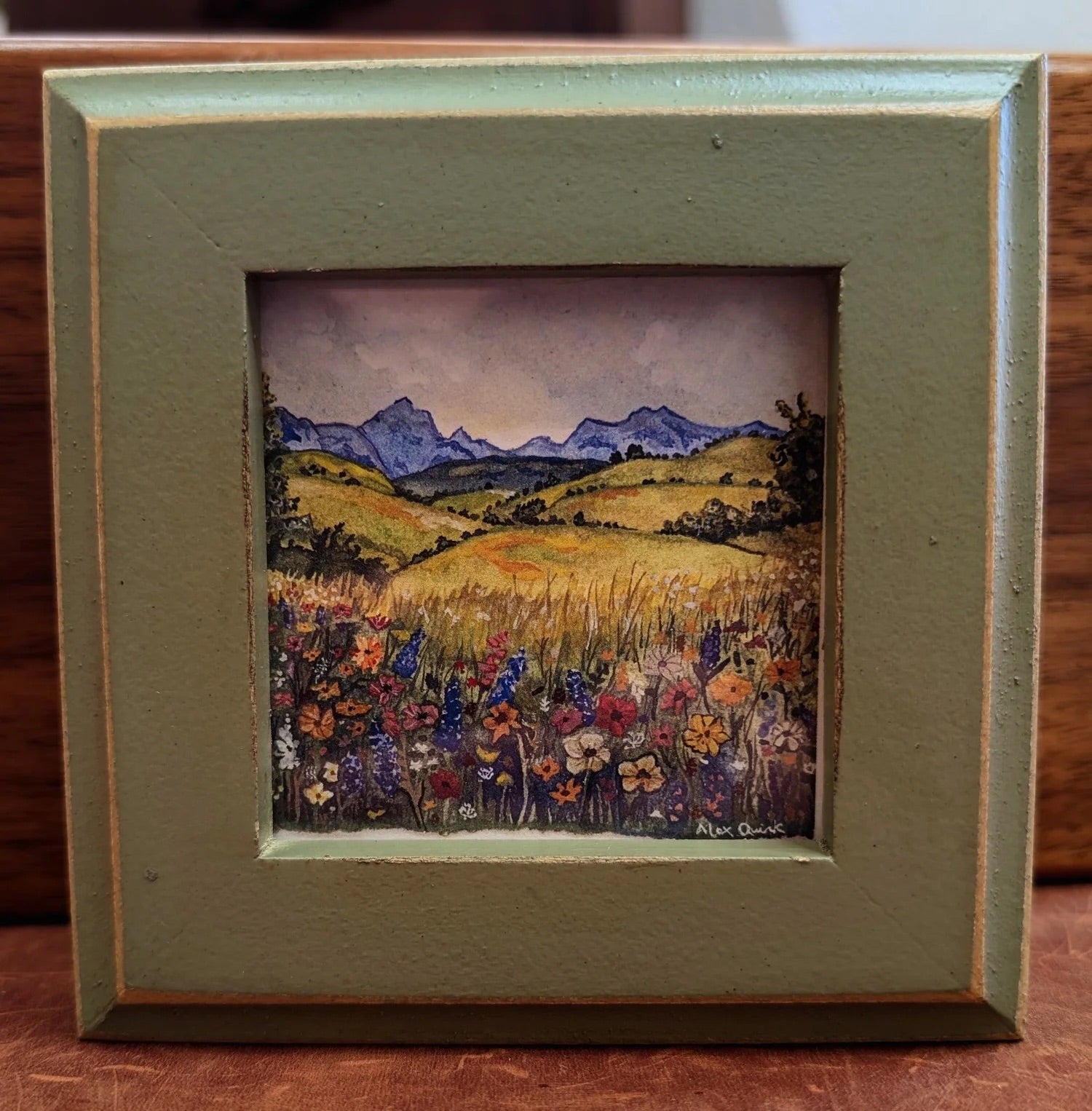 Mountain Meadow Mini Print by Alex Quirk + Wood Frame