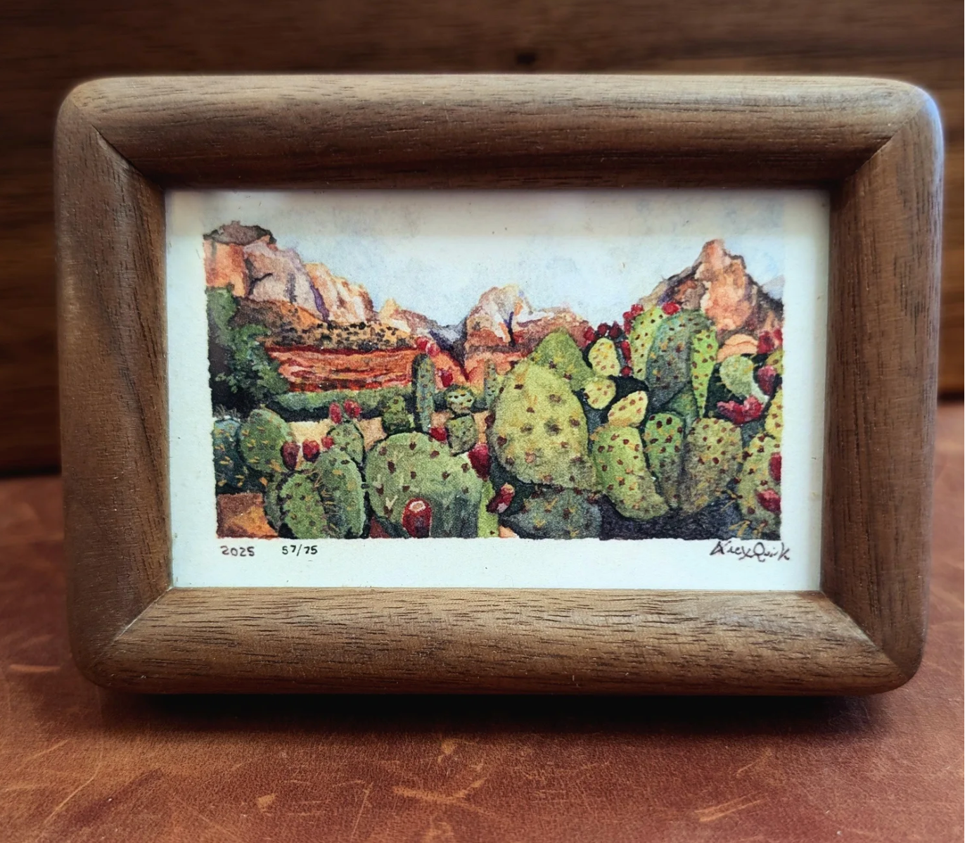Texas Mini Print by Alex Quirk + Wood Frame
