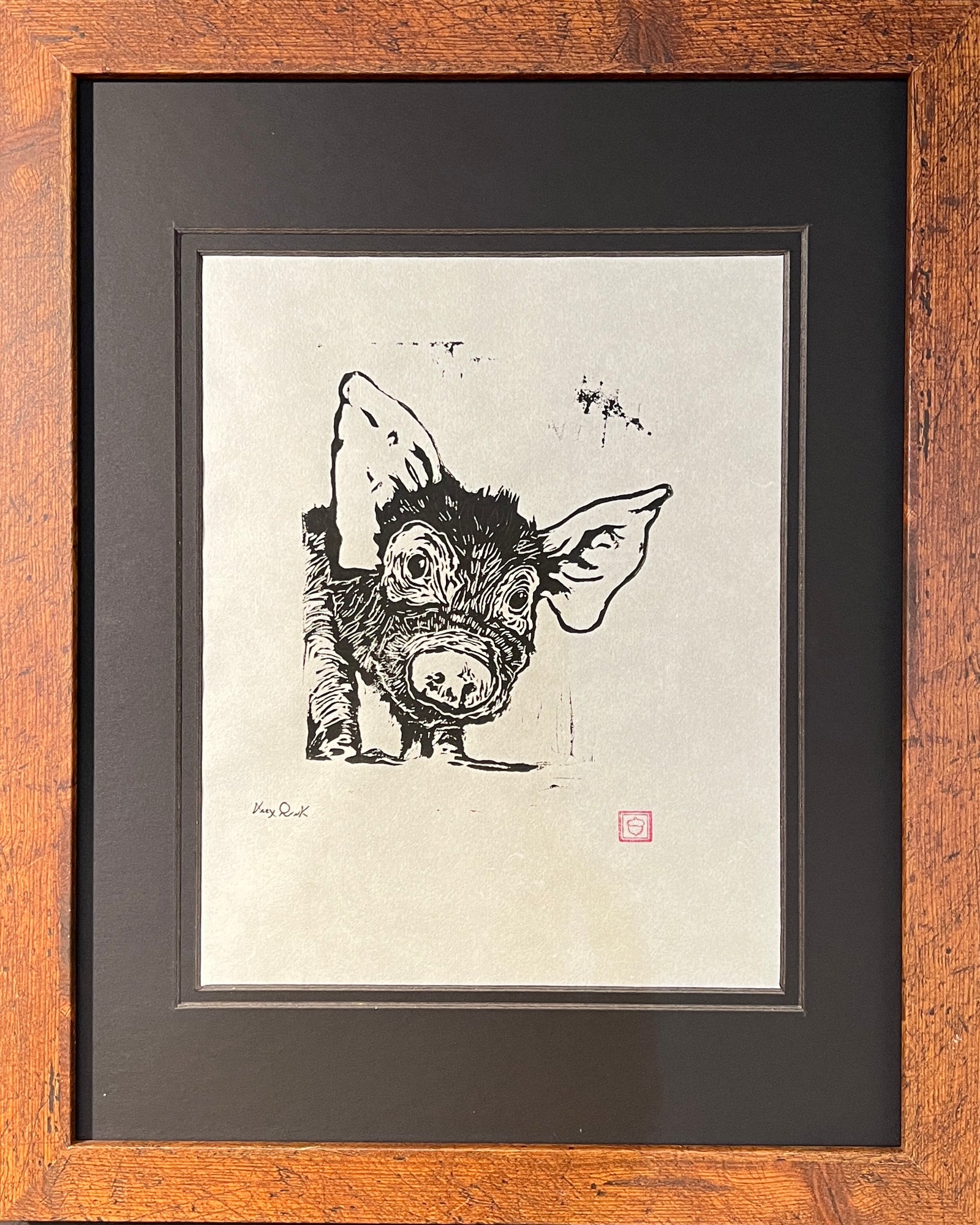 Barley the Pig Print by Alex Quirk + Framed