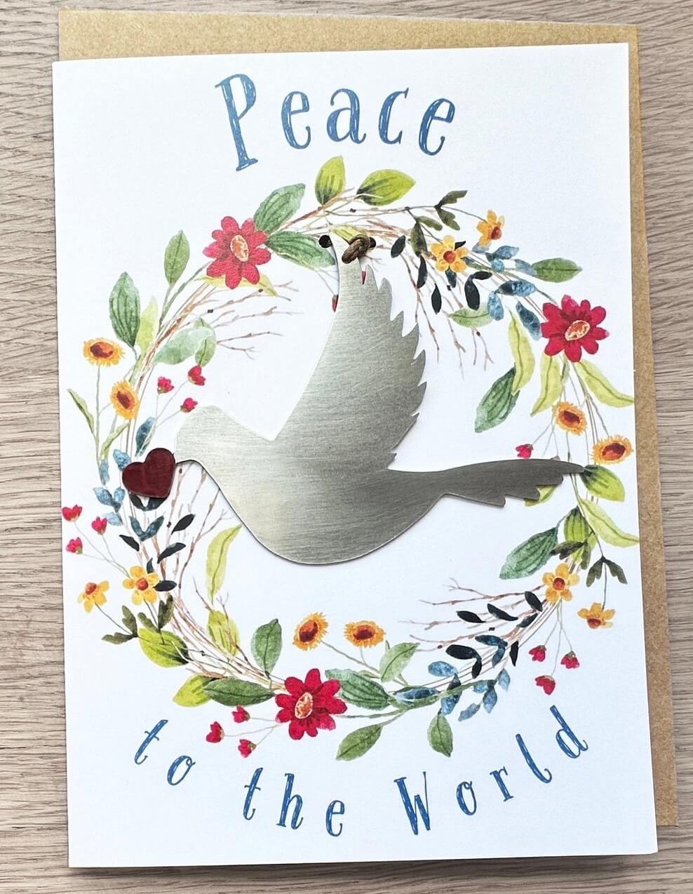 Peace in the World Card and Dove Ornament by Authenticaa