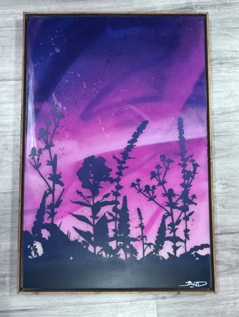 Texas Sky in Purple - Original art by BLVD
Mixed media on wood panel
36”h x 24”w