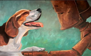 Beagle Bot - Robots in Rowboats by Lauren Briere + Print on Wood "Brick"