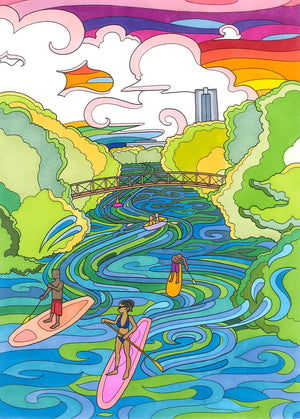 Lou Neff Paddleboarders print by Becca Borrelli
10"h x 8"w Paper print