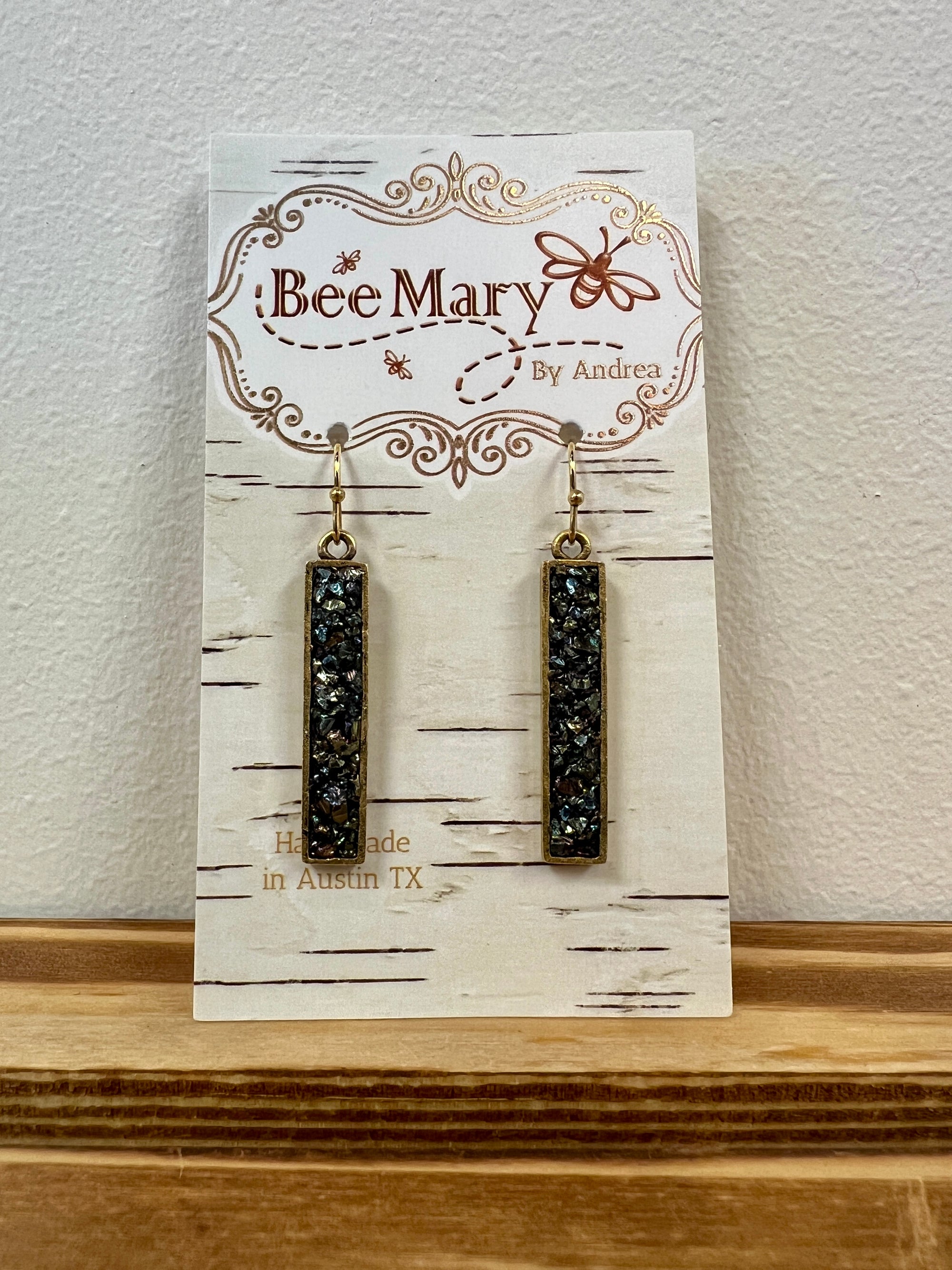 Crushed Glass Bar Earrings by Bee Mary