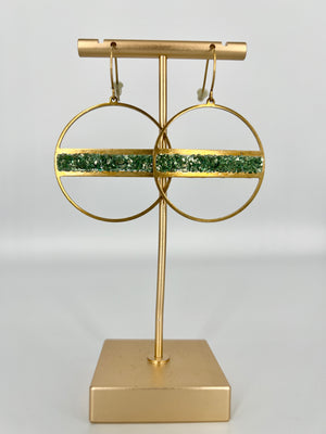 Bluegreen Crushed Glass Hoop Earrings by Bee Mary