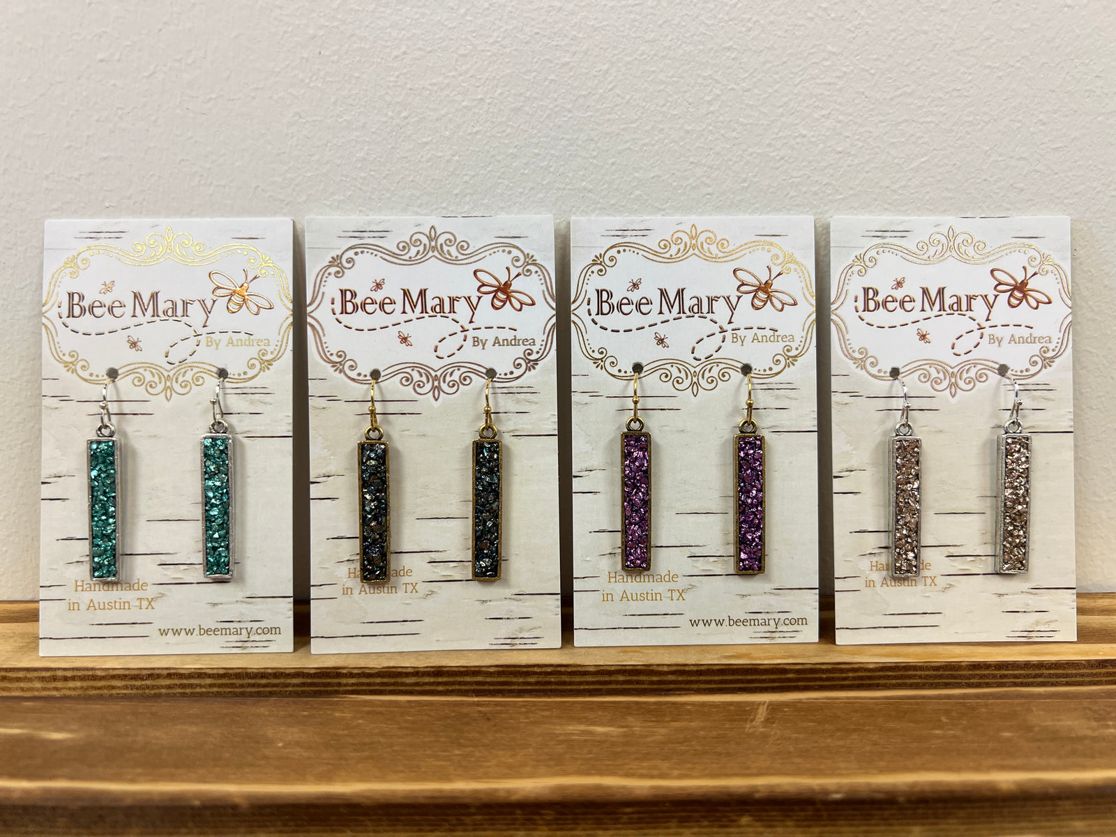 Crushed Glass Bar Earrings by Bee Mary