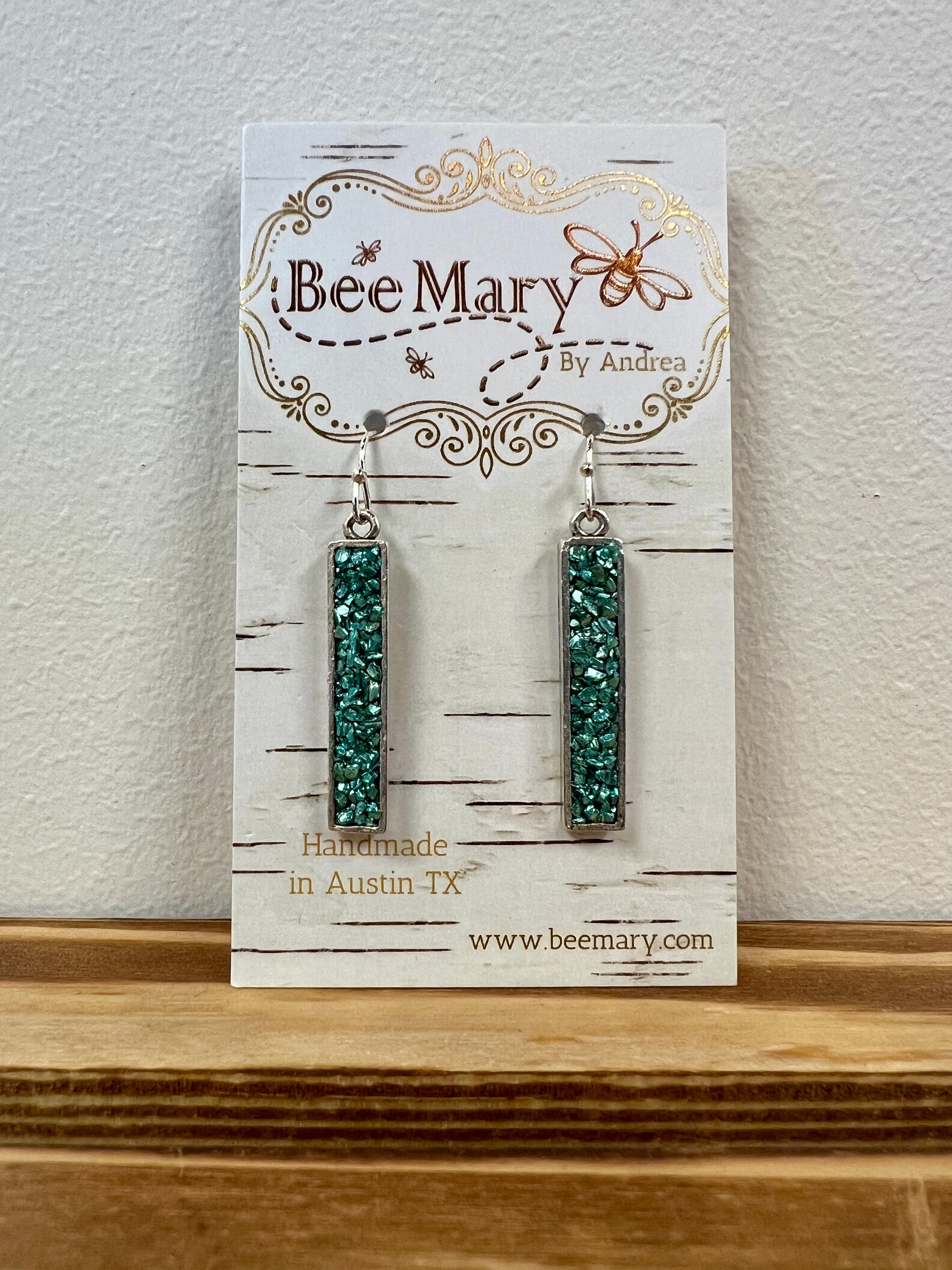 Crushed Glass Bar Earrings by Bee Mary