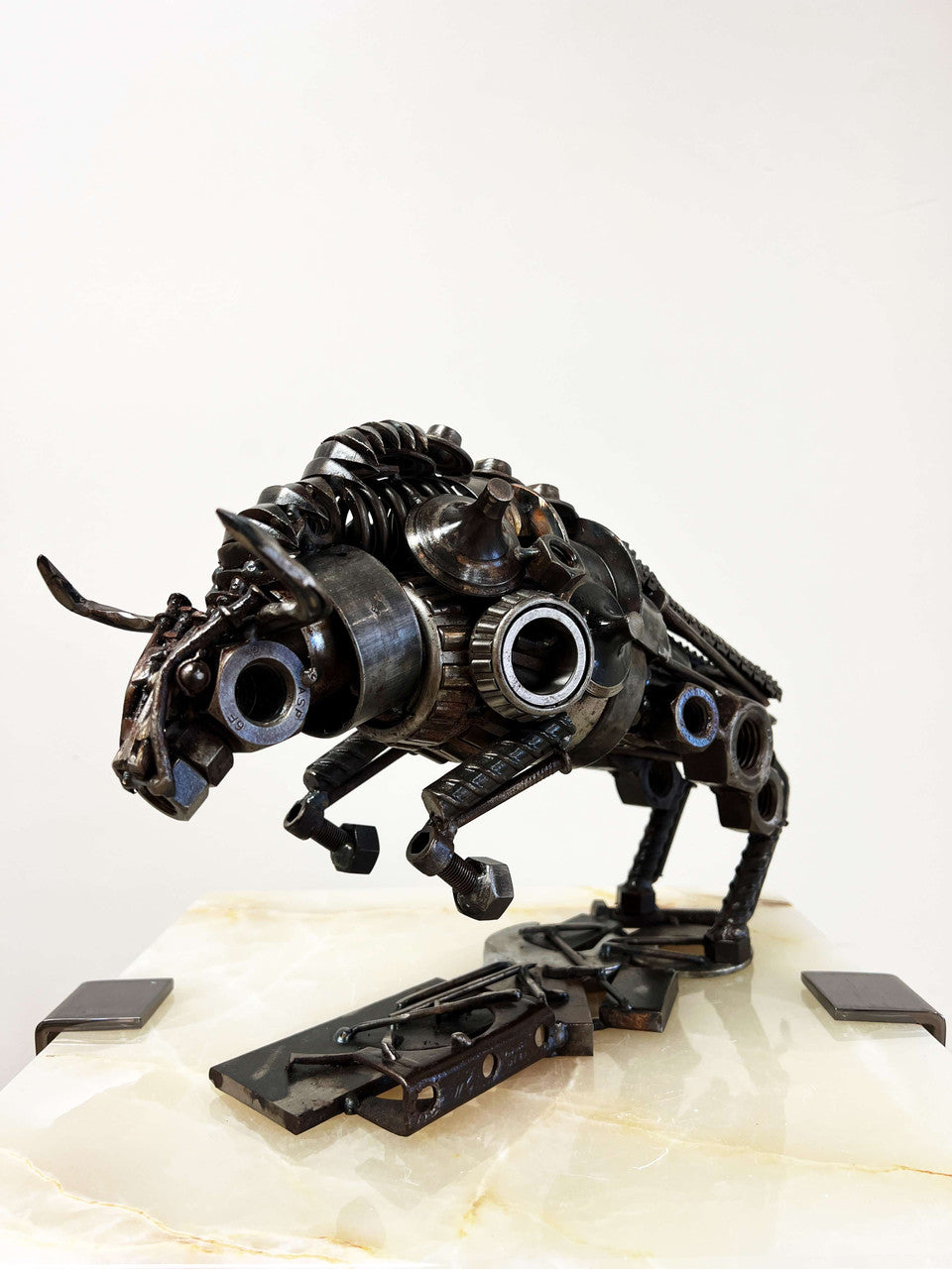 Steampunk Bull Metal Art Sculpture by Bernardo Meza of Meza Metal Sculptures