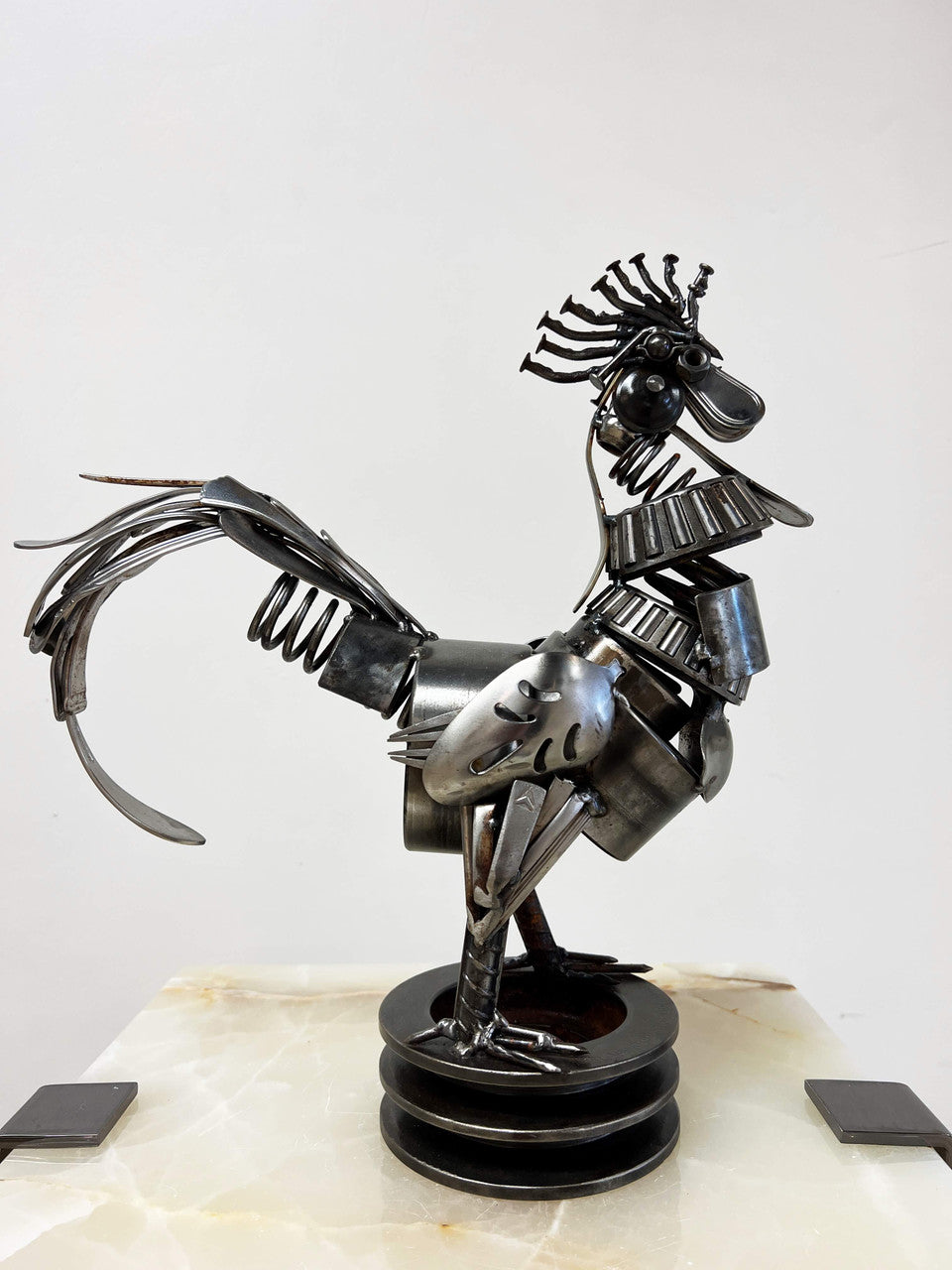 Steampunk Rooster Metal Art Sculpture by Bernardo Meza of Meza Metal Sculptures