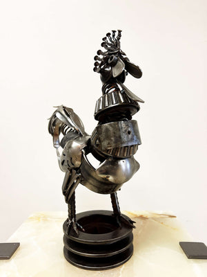 Steampunk Rooster Metal Art Sculpture by Bernardo Meza of Meza Metal Sculptures