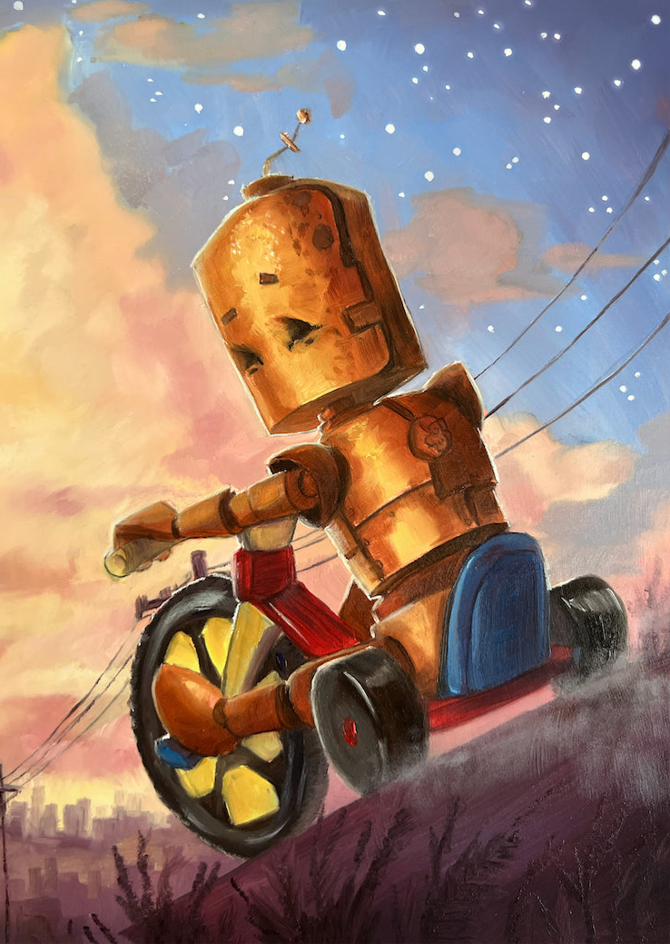 Big Wheels Bot - Robots in Rowboats by Lauren Briere + Paper Print