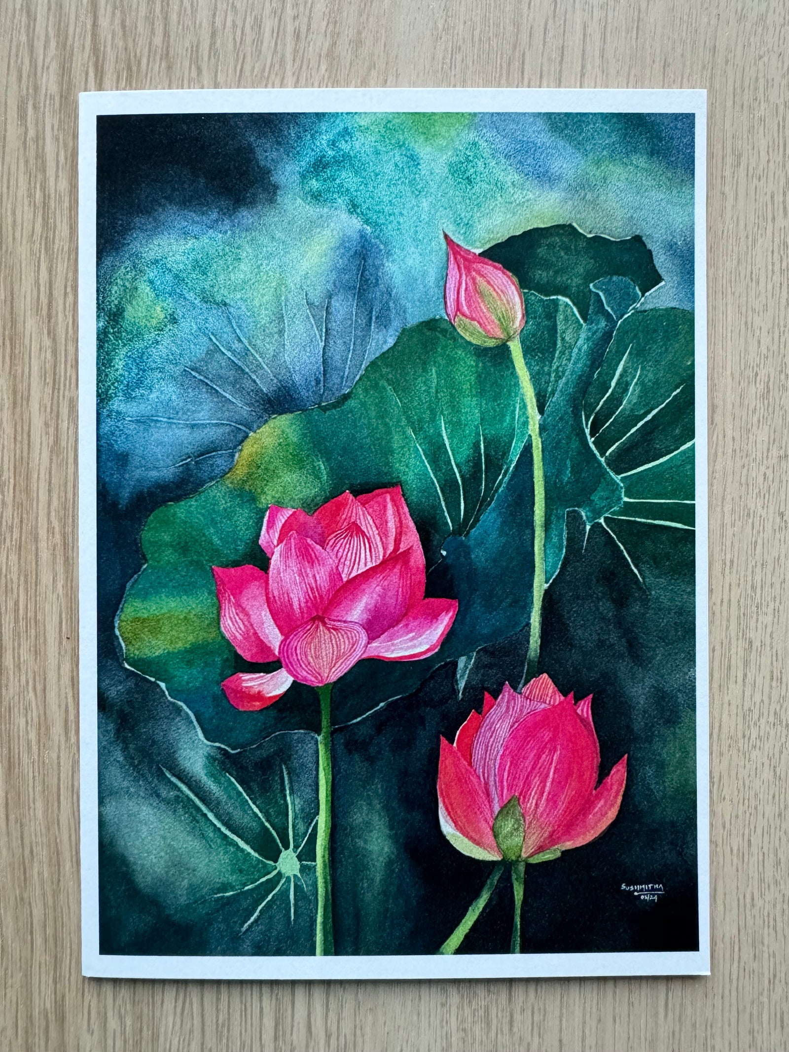 Blooming Lotus Greeting Card by Sushmitha Din Kashi