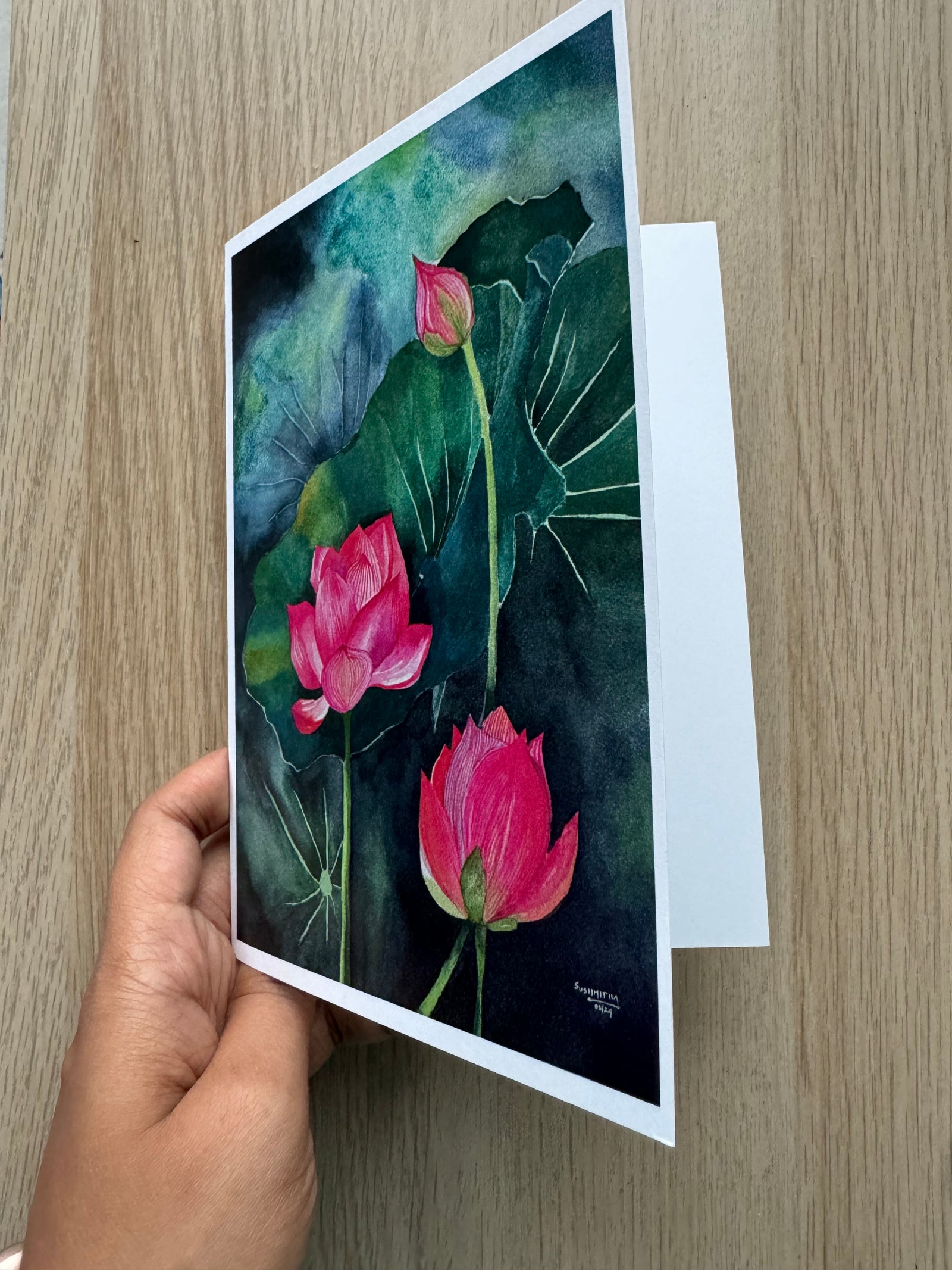 Blooming Lotus Greeting Card by Sushmitha Din Kashi