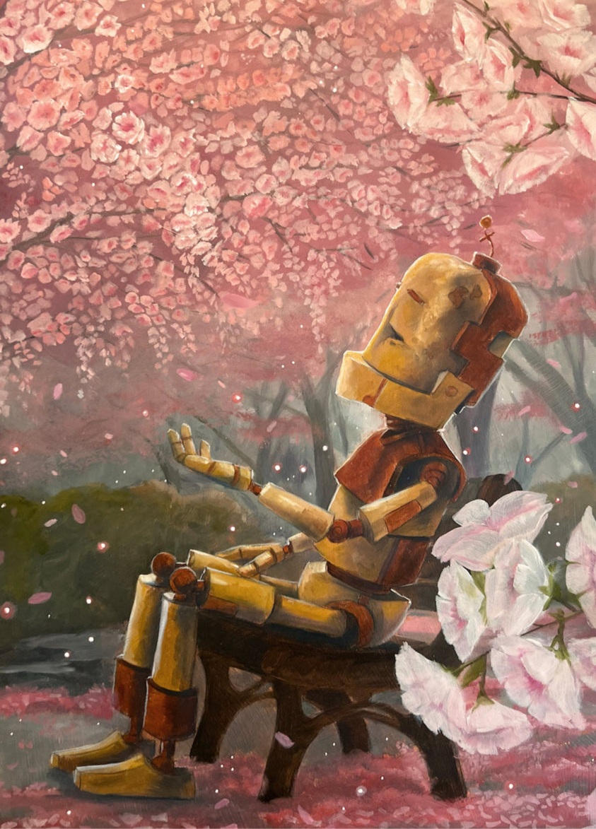 Blossoms Bot - Robots in Rowboats by Lauren Briere + Paper Print
