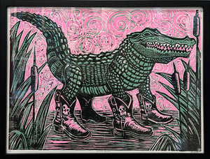 Alligator Two Step Framed Print by Brunky Art