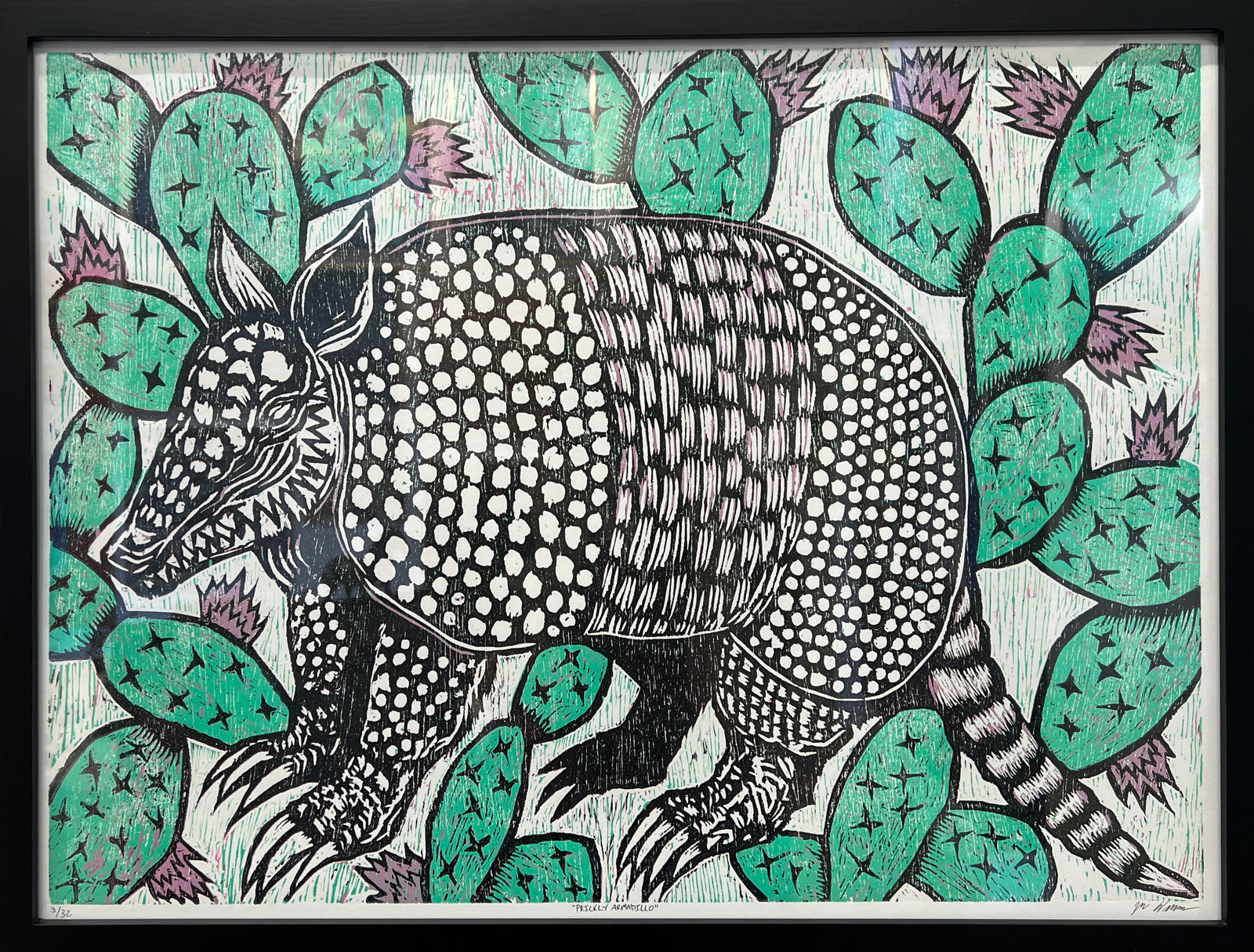 Prickly Armadillo Framed Print by Brunky Art