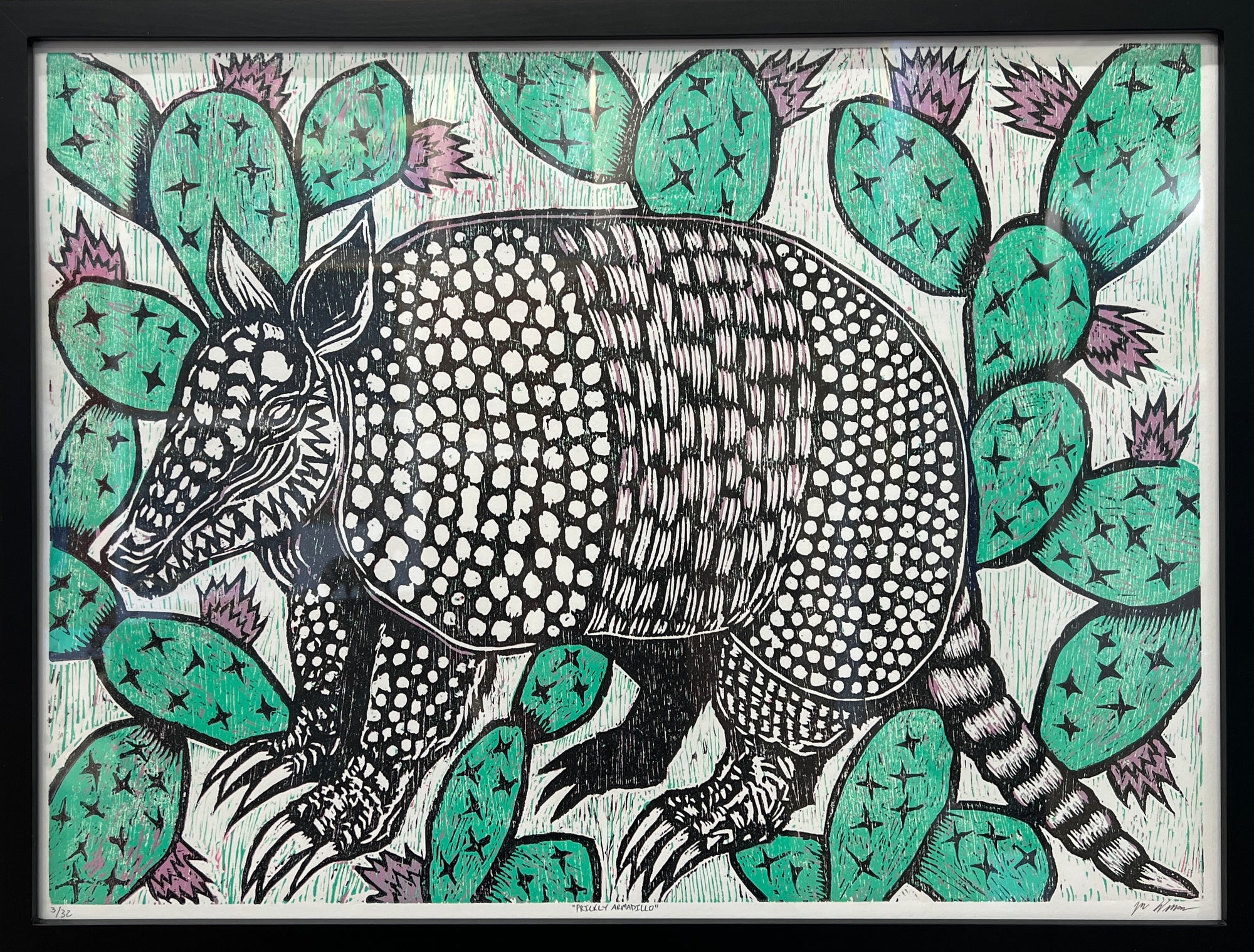 Prickly Armadillo Framed Print by Brunky Art