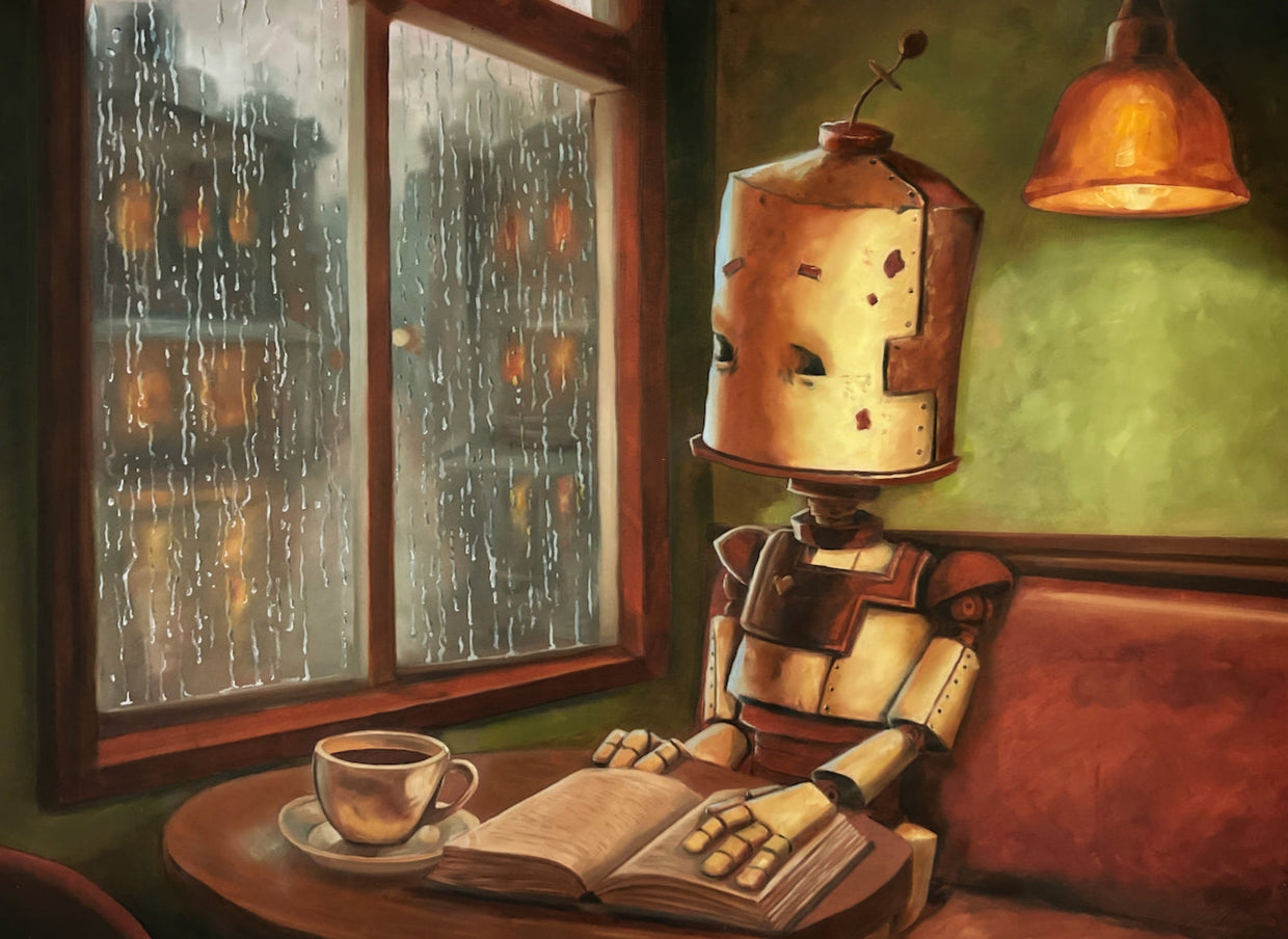 Cafe Bot - Robots in Rowboats by Lauren Briere + Paper Print
