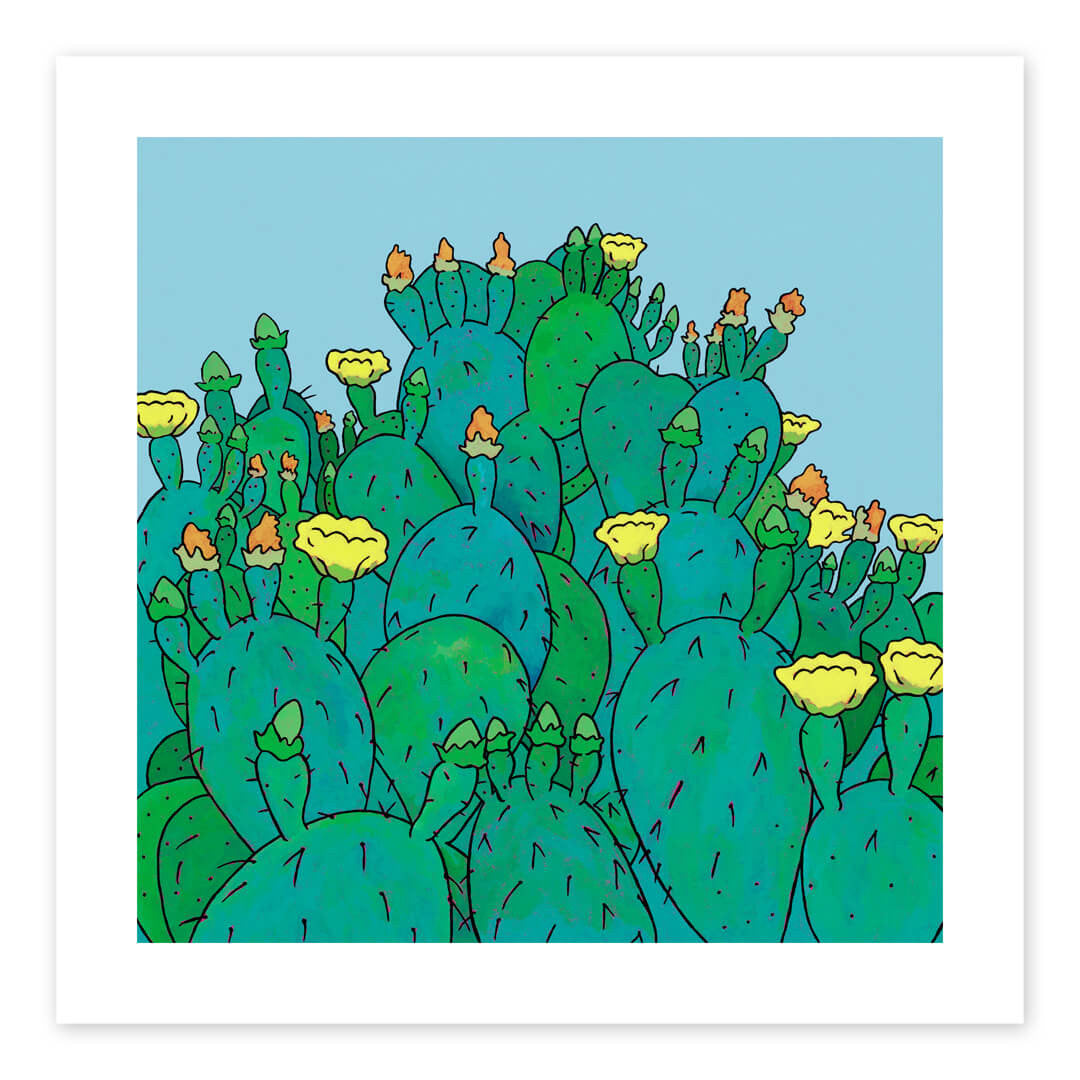 Blooming Cactus Print by Cara Jackson