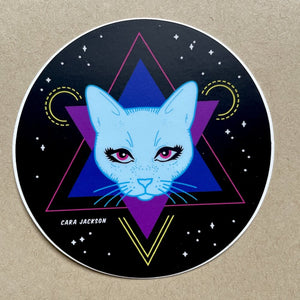 Cosmic Cat Sticker by Cara Jackson