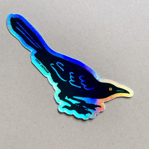 Crouching Grackle Sticker by Cara Jackson