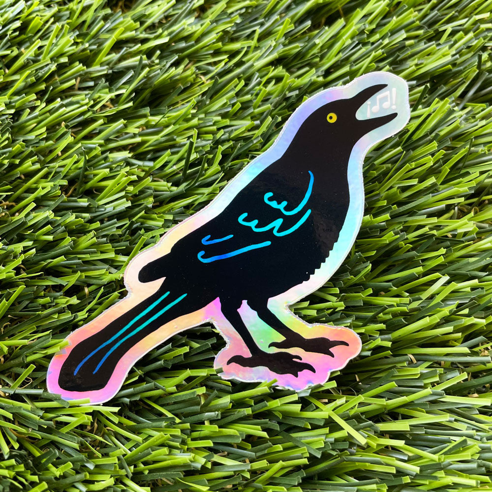 Grackle Holographic Sticker by Cara Jackson