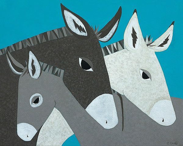 Donkey Family Print by Casey Craig