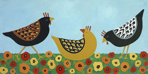 Hens & Poppies Print by Casey Craig