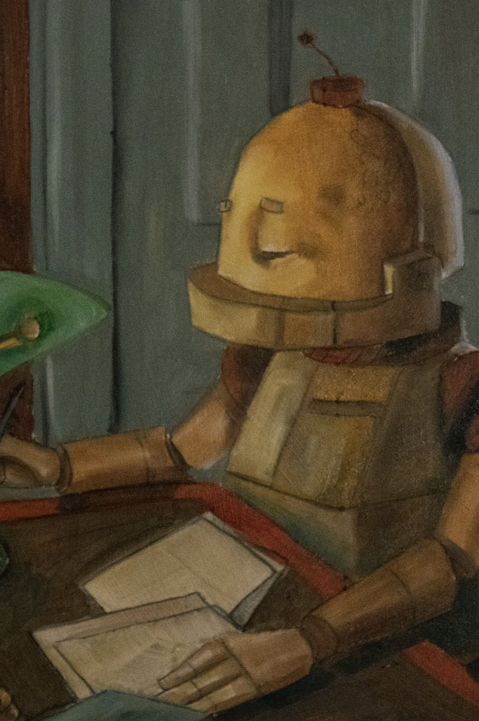 Comfort Writing Bot - Robots in Rowboats by Lauren Briere + Print on Wood "Brick"