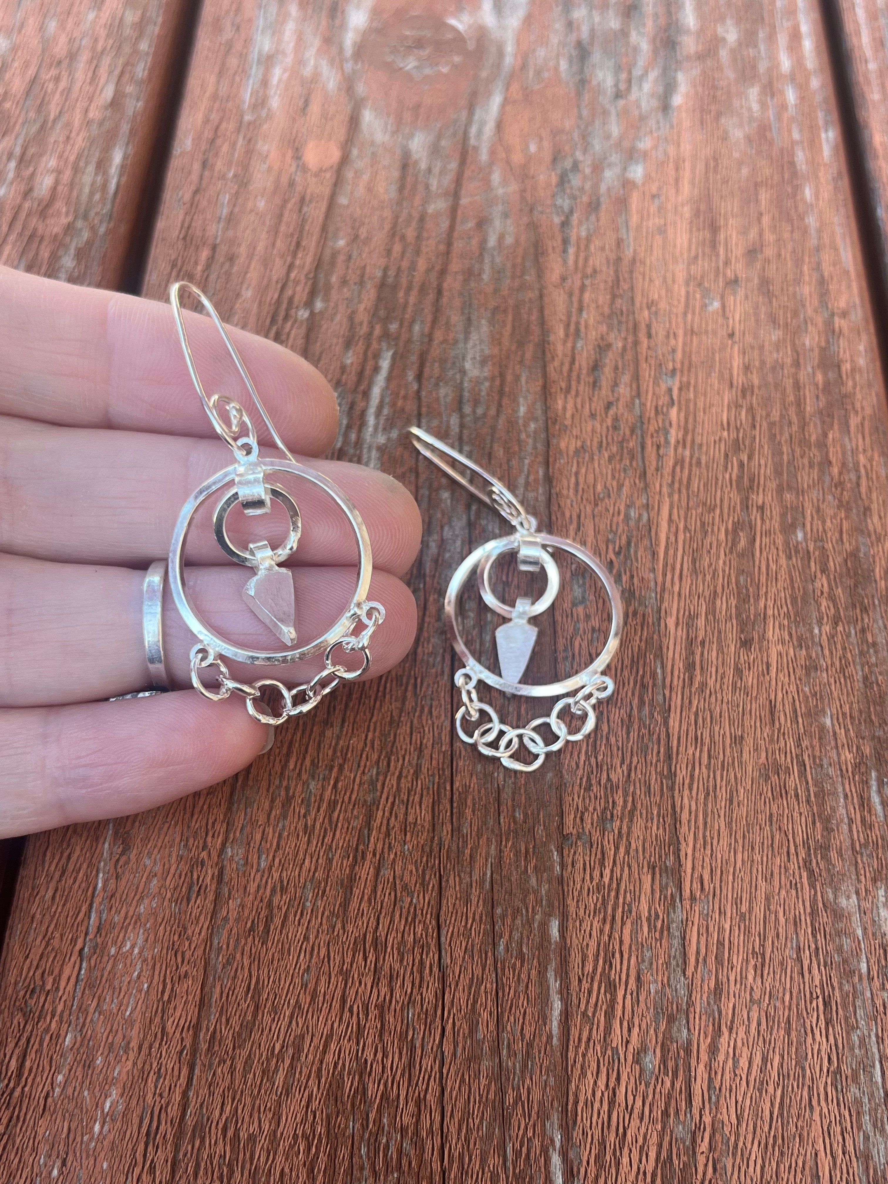 Sterling Silver Dagger Hoop Earrings by Courtney Marie Jewelry
