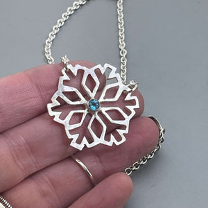 Topaz and Sterling Silver Snowflake Necklace by Courtney Marie Jewelry