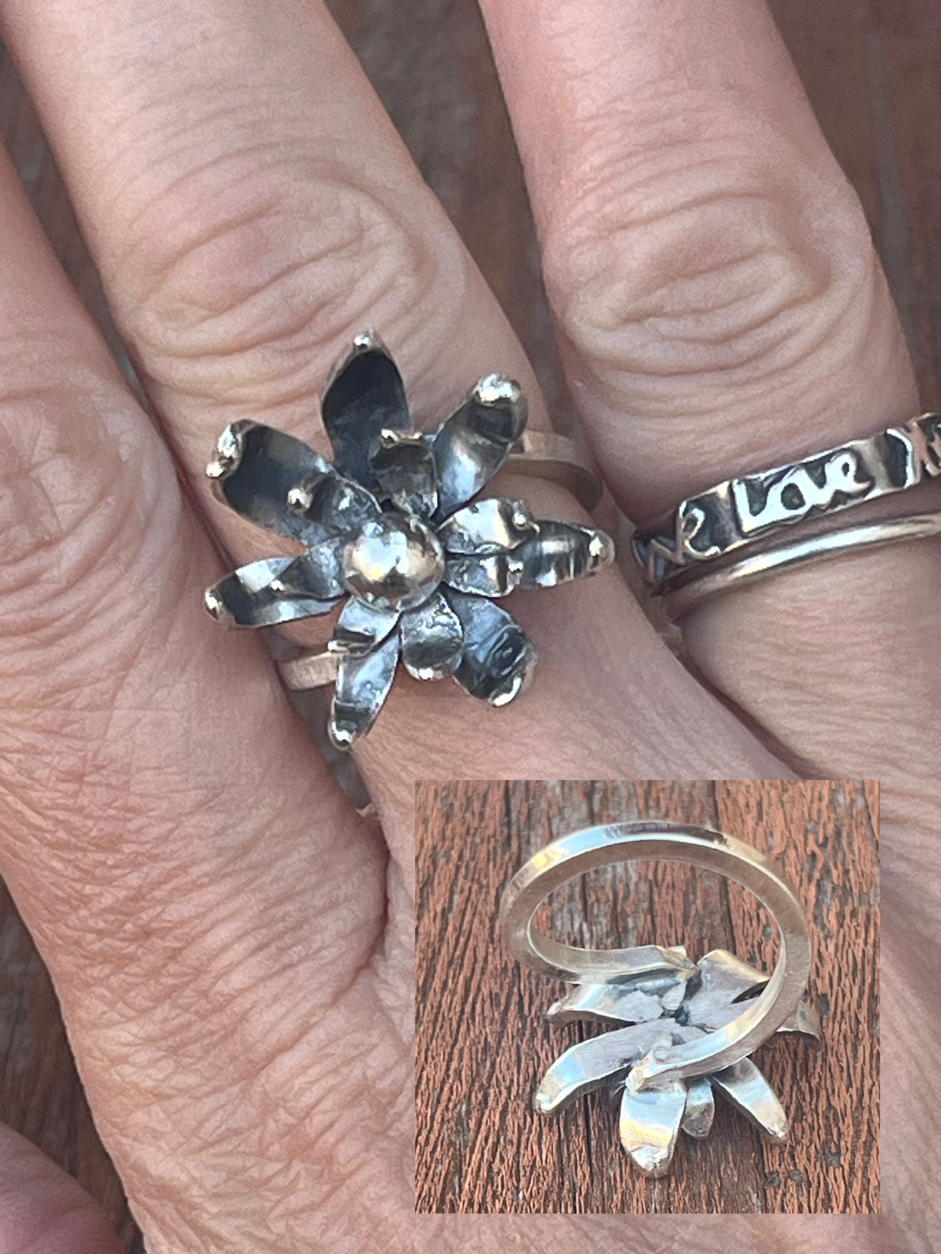 Sterling Silver Flower Ring by Courtney Marie Jewelry - size 7.5