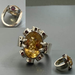 Citrine, Aquamarine and Pink Garnet Sterling Silver Ring by Courtney Marie Jewelry